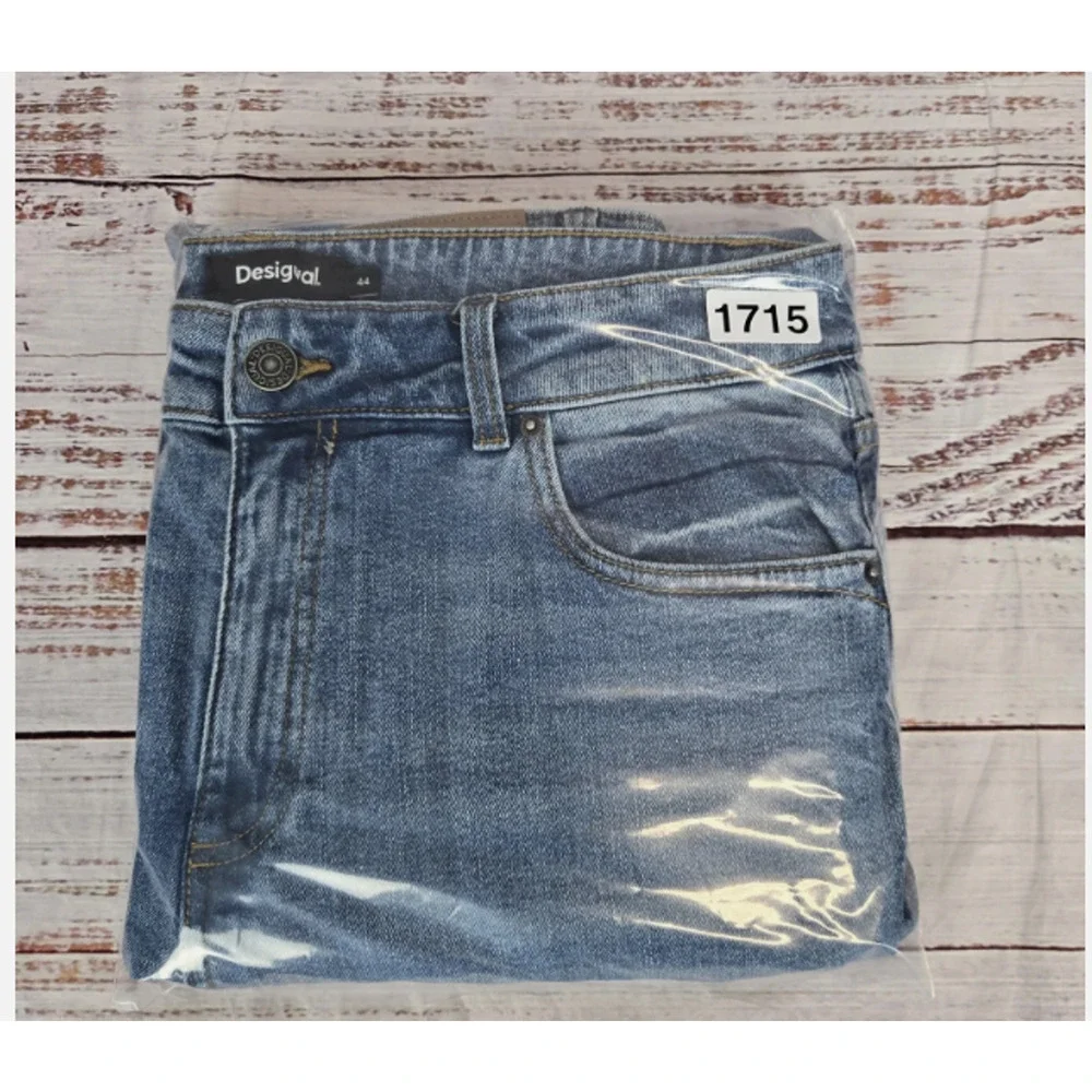 Desigual Women's Wide Leg Jeans US (12) High Waist Crop Med Rinse Preppy Boho